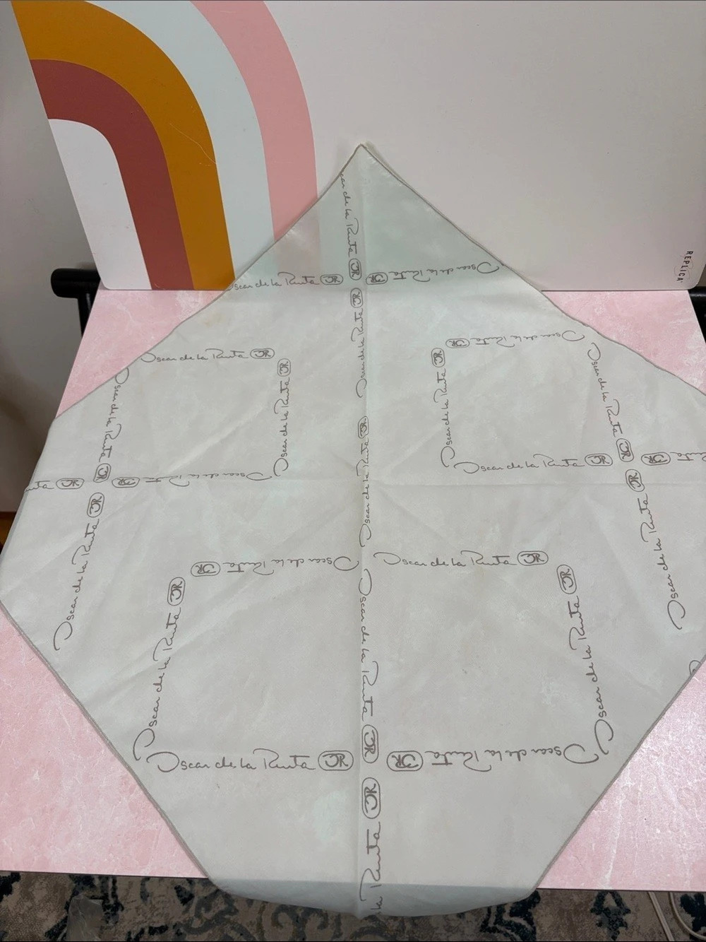 Oscar De La Renta Geometric Scarf in Seafoam green